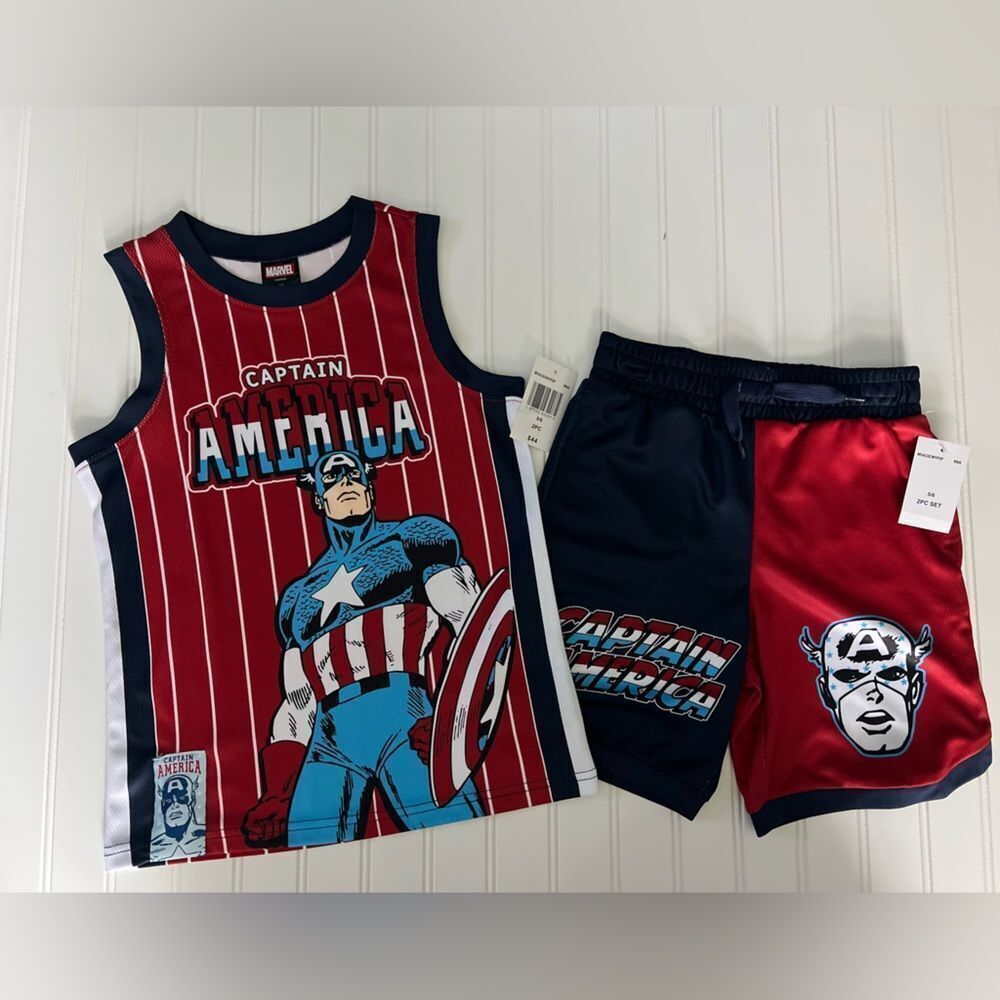 Marvel's Captain America Tank and Short Set Boys- Size 5/6